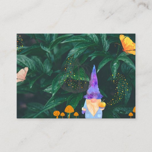 Carte De Visite Nain avec citrouille et champignons magiques et pa (Devant)