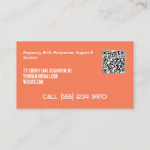 Carte De Visite Naissance et postpartum Doula Custom QR (Dos)