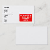 Carte De Visite N'alimentez pas les agents d'assurance (Devant / Derrière)