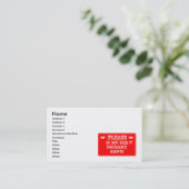 Carte De Visite N'alimentez pas les agents d'assurance (Debout devant)