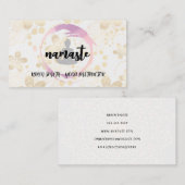 Carte De Visite Namaste Yoga | Gold Floral Arrière - plan (Devant / Derrière)