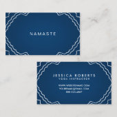 Carte De Visite Namaste Yoga Instructeur Marine Bleu Simple (Devant / Derrière)