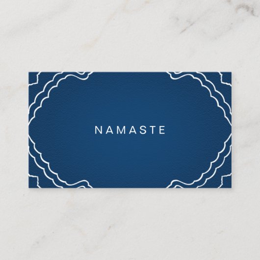 Carte De Visite Namaste Yoga Instructeur Marine Bleu Simple (Devant)