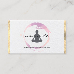 Carte De Visite Namaste Yoga Lotus Position Gold Trim Grunge