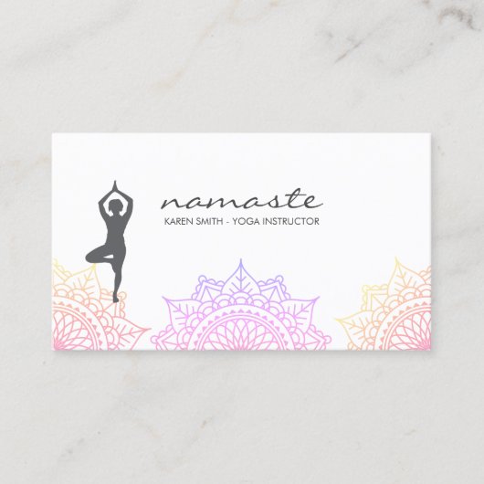 Carte De Visite Namaste Yoga Pose Motif tribal (Devant)
