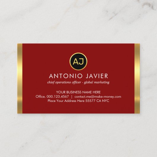 Carte De Visite Name Monogram With Gold Frame (Devant)