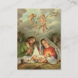 Carte De Visite Nativité religieuse Noël Jésus Marie Joseph