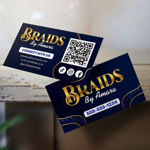 Carte De Visite Natte de cheveux bleu royal Connectez-vous avec no