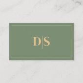 Carte De Visite Natural Minimalist Muted Green Initials QR Code (Devant)