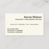 Carte De Visite Naturalisation Immigration (Dos)