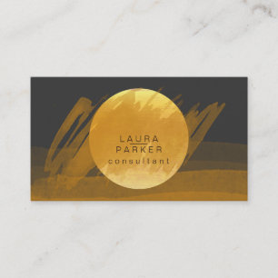 Carte De Visite Nature Aquarelle noire Peinture de lune jaune