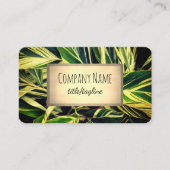 Carte De Visite nature art gras feuille motif vert jaune (Devant)