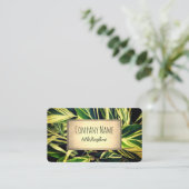 Carte De Visite nature art gras feuille motif vert jaune (Debout devant)
