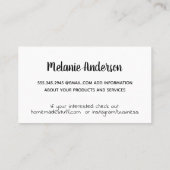 Carte De Visite Nature | Arts et métiers d'art (Dos)