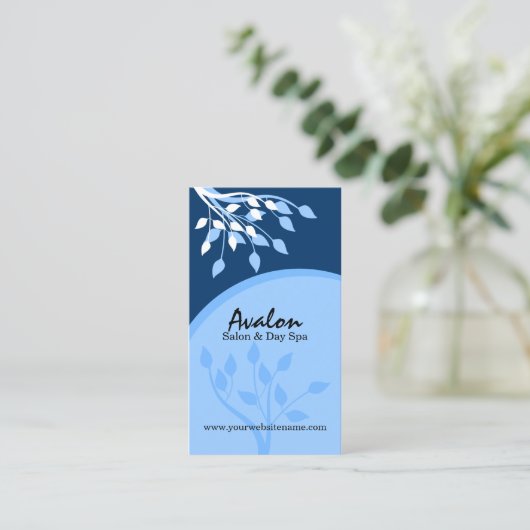 Carte De Visite Nature bleue élégante (Debout devant)