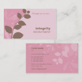 CARTE DE VISITE nature feuillage silhouette rose b (Devant / Derrière)