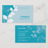 CARTE DE VISITE nature feuillage silhouette turquo (Devant / Derrière)