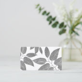 Carte De Visite nature feuille d'art motif gris et blanc propre (Debout devant)
