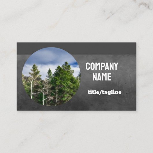 Carte De Visite nature landscape pine trees on charcoal gray (Devant)