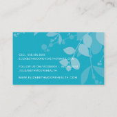 Carte De Visite NATURE MODERNE feuillage botanique feuille aqua bl (Dos)