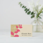 Carte De Visite NATURE MODERNE feuillage botanique feuille corail  (Debout devant)