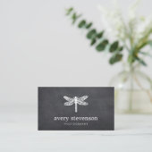 Carte De Visite Nature Photographie Dragonfly Logo Chalkboard (Debout devant)