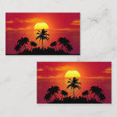 Carte De Visite Nature Sunset Palm Trees illustration  (Devant / Derrière)