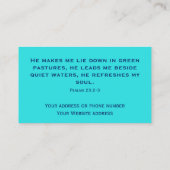 Carte De Visite Nature Turquoise Moderne Bible Verse Psaumes 23 (Dos)