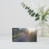 Carte De Visite Nature Woods Path Sun Rays Gris (Debout devant)
