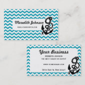 Carte de visite nautique d'Ancre bleue de rayure (Devant / Derrière)