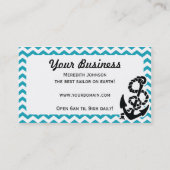 Carte de visite nautique d'Ancre bleue de rayure (Dos)