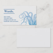 Carte de visite nautique de poulpe argenté et bleu (Devant / Derrière)