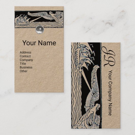 Carte De Visite NAVIRES ANCIENS, Voyage en mer, Papier Kraft noir  (Devant / Derrière)