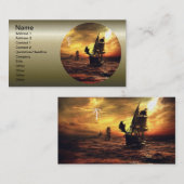 Carte De Visite Navires sur la mer Stormy (Devant / Derrière)
