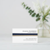 Carte De Visite Navy/Beige Paper Stripes (Debout devant)