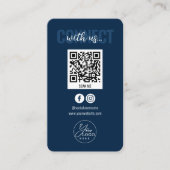 Carte De Visite Navy Blue Connect Us Social Media QR Code (Devant)