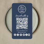 Carte De Visite Navy Blue Connect Us Social Media QR Code