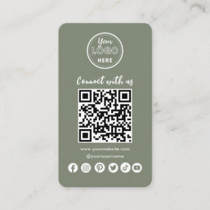 Carte De Visite Navy Blue Connect Us Social Media QR Code