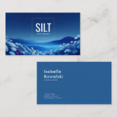 Carte De Visite Navy Blue Floral Field Modern Geometric Square (Devant / Derrière)