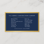 Carte De Visite Navy Blue General Contractor Gold Metallic (Dos)