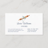 Carte De Visite Navy Blue Gingham Coquette Bow Utensils Bakery (Dos)