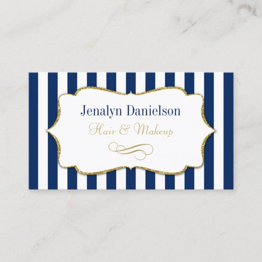 Carte De Visite Navy Blue Gold Elegant Event Planner Mariage Cheve (Devant)