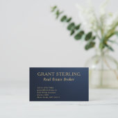 Carte de visite Navy Blue Gold Métallisé Code QR p (Debout devant)