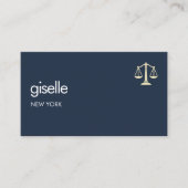 Carte De Visite Navy Blue Gold Scales of Justice Attorney at Law (Devant)