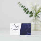 Carte De Visite Navy Blue House Logo, Real Estate Agent, QR Code (Debout devant)