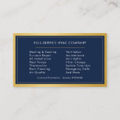 Carte De Visite Navy Blue HVAC Company QR Code Gold Metallic (Dos)