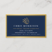 Carte De Visite Navy Blue HVAC Contractor QR Code Gold Metallic (Devant)