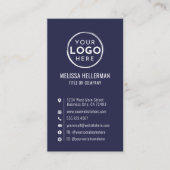 Carte De Visite Navy Blue Logo Minimal Modern Vertical (Devant)