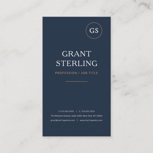 Carte De Visite Navy Blue Minimalist Modern Professional (Devant)