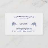 Carte De Visite Navy Blue Paisley Elephant Illustration (Dos)